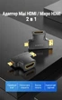 Перехідник Vention 2 в 1 Mini HDMI / Micro HDMI - HDMI двонаправлений 4K 30Гц / 1080p 60Гц Чорний (AGFB0) - зображення 2