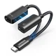 Магнітний аудіоадаптер Ugreen CM821 USB-C - 2xUSB-C PD 60W Hi-Fi 16.4 см Сірий (45800) - зображення 1