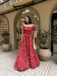 Платье длинное вечернее в цветок красного цвета 38530 42/48 - изображение 1