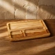 Менажниця прямокутна 3-секційна Дерев'яна для подачі сирів горіхів 20x30 см Дошка із дерева на подачу м'яса закусок 3 секції Ясен - зображення 1