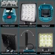 Светодиодный прожектор 54W аккумуляторный для Makita 14.4V/18V, складной LED прожектор 16 LED, рабочее освещение для стройки и кемпинга - изображение 4