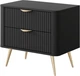 Тумба прикроватная Perfect Home Lante 2S 38x55.3x63.2 см, 2 ящика, золотые ножки Черный (000012376995) - изображение 1