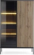Витрина высокая с подсветкой Perfect Home Sento WTSZ104 39x165.5x103.5 см, 2-дверная Черный/дуб вотан (000012377280) - изображение 2