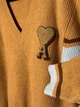 Мужской пуловер AMI Paris V-Neck Heart Logo Striped Knit Sweater Beige Camel размер XL (AP07001.6XL) - изображение 4