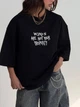 Футболка oversize з актуальним принтом, чорний, S-XL - зображення 2