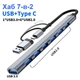 USB-хаб Dynamode USB 3.0 Type-C/Type-A на 7 портів: 1x USB 3.0, 6x USB 2.0, метал Темно-сірий (DM-UH-701AC) - зображення 2