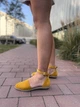 Босоножки женские летние из натуральной замши с закрытым круглым носком на плоской подошве 38р. желтые 3625 - изображение 5