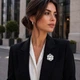 Брошь BROCHE Модерн Цветы Камелия из стали серебристая BRBF115528 - изображение 4