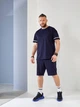 Спортивний костюм чоловічий з футболкою та шортами двонитка 48-50 темно-синій - зображення 1
