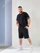 Спортивний костюм чоловічий з футболкою та шортами двонитка 56-58 чорний - зображення 3