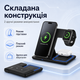 Бездротовий зарядний пристрій 3в1 для смартфона, годинника та навушників. Чорний - зображення 3