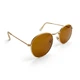 Круглые солнцезащитные ретро-очки унисекс (тишейды, 50 мм) в тонкой золотой оправе с коричневыми линзами - изображение 7
