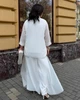 Костюм-двойка женский из софта и шифона с блузой свободного кроя широкими брюками и украшением в комплекте летний G&M k-130607 52-54 Размер цвет молочный - изображение 4