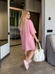 Платье-футболка женское из кулира свободного кроя с коротким рукавом летнее G&M k-130564 46-50 Размер цвет розовый - зображення 2