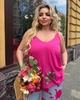 Костюм-двійка жіночий із софту з майкою на регульованих бретелях і широкими штанами з квітковим малюнком літній G&M k-130603 54-56 Розмір колір Малиновий/сірий - зображення 2