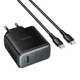 Зарядний пристрій Hoco C160A (2USB-Type C/1USB) (QC/PD65W) (кабель з Type-C на Type-C) (колір чорний) - зображення 2