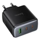 Зарядний пристрій Hoco C160A (2USB-Type C/1USB) (QC/PD 65W) (колір чорний) - изображение 2