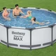 Круглый каркасный бассейн Bestway 56260-4в1, 366х100 см с подстилкой, стремянкой, тентом, отличное решение для семейного отдыха - изображение 2