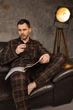 Чоловіча піжама для дому BOBRAND, котон, коричневий - M - зображення 5
