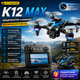 Квадрокоптер дрон K12 MAX з камерою FPV WiFi складний до 100 м до 15 хв пульт керування дрон для початківців утримання висоти Headless 360° фліпи LED - зображення 8