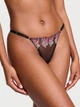 Полупрозрачный комплект белья с вышивкой Victoria's Secret бюстгальтер и трусики тонг 1159863709 (Черный 34C/M) - зображення 5