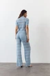 Голубая женская футболка поло из вязаного трикотажа Santorini Knit Polo LiLove 445 S - изображение 4
