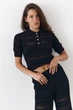 Черная женская футболка поло из вязаного трикотажа Santorini Knit Polo LiLove 445 S - изображение 1