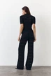 Черная женская футболка поло из вязаного трикотажа Santorini Knit Polo LiLove 445 S - изображение 5