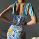 Суцільний купальник з парео в блакитному кольорі XL - зображення 4