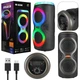 Портативна Bluetooth колонка 20 Вт з RGB підсвічуванням TWS FM радіо USB microSD бездротова акустична система з подвійними динаміками дисплеєм входом для мікрофона та акумулятором для дому відпочинку подорожей і вечірок на природі - изображение 2