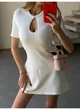 Сукня вязана з вирізом та спідницею кльош з коротким рукавом Modern Boutique молочний, XS 170 Пл126/1 - изображение 5