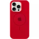 Чохол Silicone Premium case MagSafe з захистом камери та дисплея для iPhone 14 Pro Full Protective red 1139 - изображение 6