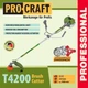 Бензиновая мотокоса ProCraft T4200 бензотриммер двухтактный мощностью 4.2 кВт с 3 ножами и катушкой бензокоса с ранцевым ремнем для скашивания травы и сорняков. - изображение 10