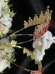 Діадема з кристалами Swarovski Золотиста з червоним камінням 14х6 см Красива діадема для нареченої - изображение 2