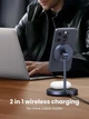 Бездротовий зарядний пристрій Ugreen 20 W 2-in-1 MagFlow Magnetic Wireless Charging Stand Grey (CD317) - зображення 3