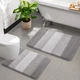 Набор ковриков для ванной Soft Comfort 2 шт. Микрофибра 60x40 и U-образный 50x40 см, Высокий ворс Антискользящий Серый (7802900) - изображение 4