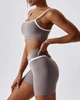 Спортивный женский костюм Soft Gaga (топ на бретелях + шорты с V-поясом) c акцентным кантом для фитнеса и йоги Двойка XS-S Светло-серый (Gaga_SH02LightGrayS) - изображение 4