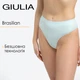 Трусы бразилиана женские бесшовные в рубчик Giulia BRASILIAN BRIEFS RIB L/XL Green-mint, повседневные базовые трусики - изображение 1