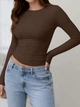 Лонгслив Shein sz2409249953629498 XL коричневый (100012227) - изображение 5
