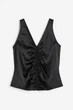 Атласний топ H&M 1175402002c63 XL чорний (100011574) - зображення 5