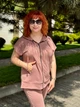 Костюм женский летний спортивный з капюшоном двонитка цвет мокко размер 56-58 - изображение 3