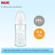 Детская бутылочка NUK Germany с широким горлышком, белая, размер M, с силиконовой соской, антиколиковая, 240 мл, стеклянная. - зображення 5