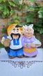 Декоративная фигура, копилка, декор для сада или дома Кум и солоха с варениками - изображение 2