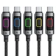 Дата кабель USB-C to USB-A кабель для заряджання телефона, для передавання даних у тканинному нейлоновому обплетенні з градієнтною підсвіткою 1.2m 60W 3A AceFast Black - зображення 2