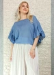 Блуза батистова прямого крою з воланами блакитна New Collection S-L 11-108 - изображение 2