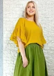Блуза батистова прямого крою з воланами гірчична New Collection S-L 11-109 - изображение 2