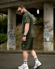 Летний комплект Stone Island LINER зеленый мужской футболка и шорты трикотаж пенье L - изображение 5