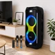 Колонка караоке ZXX 2x10" Bluetooth FM RGB LED 100 Вт с 2 микрофонами, пультом, AUX USB TF TWS Черная (О855-XXZ) - изображение 1