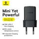Мережевий зарядний пристрій з кабелем Baseus Palm Fast Charger 1C 20W EU Cosmic Black set USB-C to iP 20W 1m - зображення 8