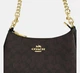 Елегантна жіноча сумка Coach Signature Canvas Shoulder Bag (Коричнева/Чорна), через плече півмісяцем - зображення 5
